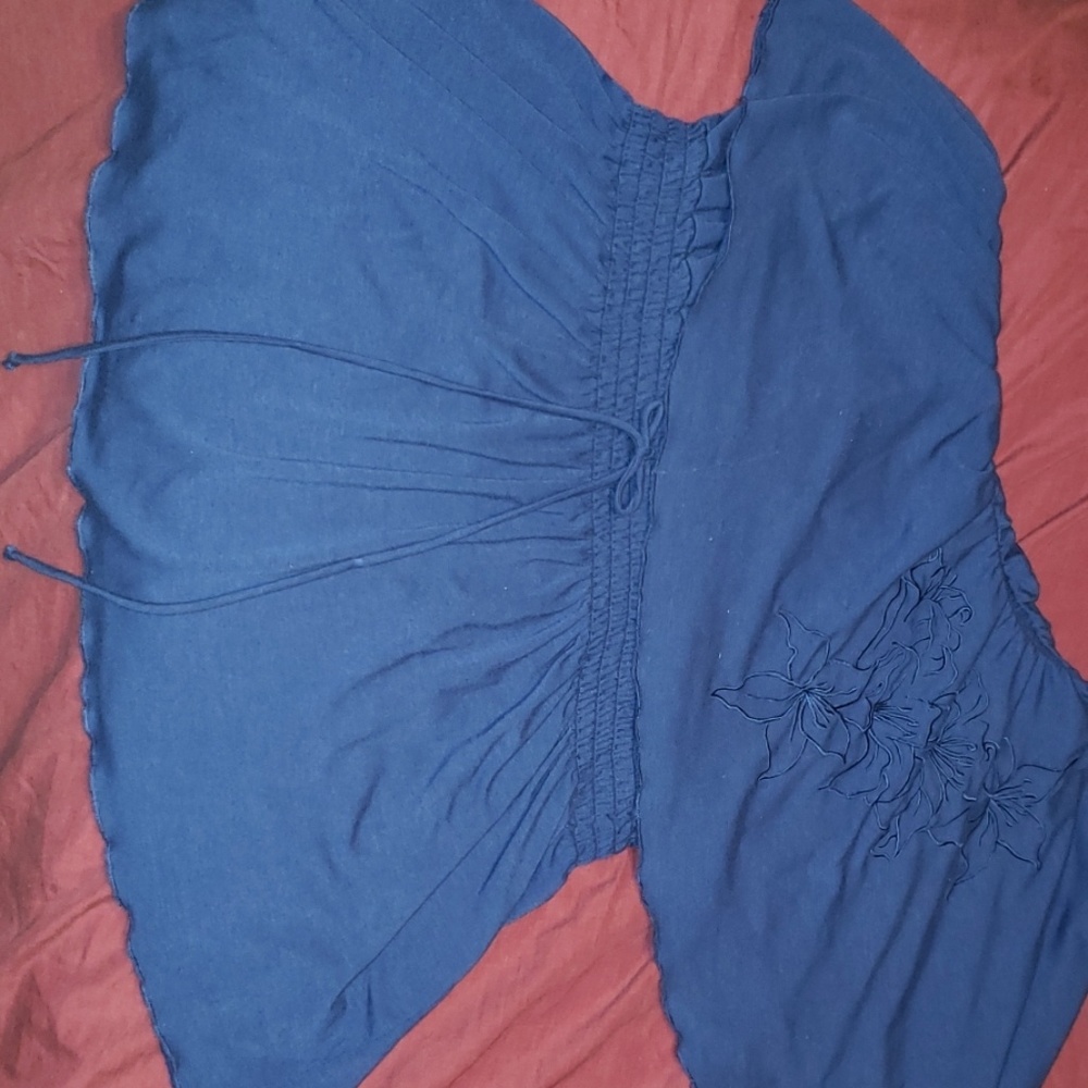 Blue off shoulder shirt